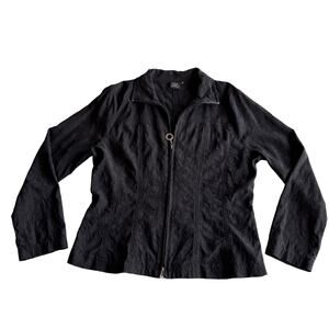 CoVelo Clothing New Zealand VTG Cotton Stretch‎ Jacquard Zip Black Jacket 12